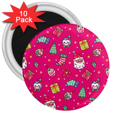 cute pink christmas pattern 3  Magnets (10 pack)  from ArtsNow.com Front