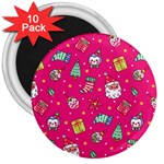 cute pink christmas pattern 3  Magnets (10 pack) 