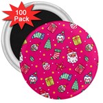 cute pink christmas pattern 3  Magnets (100 pack)