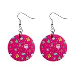 cute pink christmas pattern Mini Button Earrings