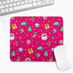 cute pink christmas pattern Large Mousepad