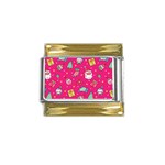 cute pink christmas pattern Gold Trim Italian Charm (9mm)