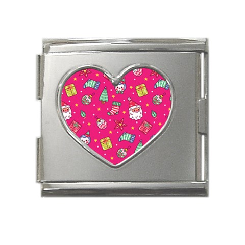 cute pink christmas pattern Mega Link Heart Italian Charm (18mm) from ArtsNow.com Front