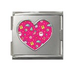 cute pink christmas pattern Mega Link Heart Italian Charm (18mm)