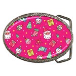 cute pink christmas pattern Belt Buckles