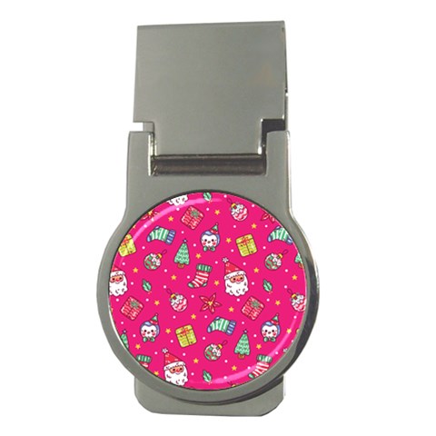 cute pink christmas pattern Money Clips (Round)  from ArtsNow.com Front