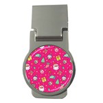 cute pink christmas pattern Money Clips (Round) 