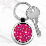 cute pink christmas pattern Key Chain (Round)