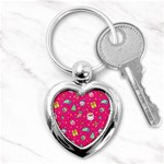 cute pink christmas pattern Key Chain (Heart)