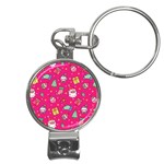 cute pink christmas pattern Nail Clippers Key Chain