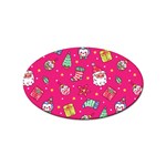 cute pink christmas pattern Sticker (Oval)