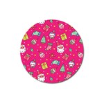 cute pink christmas pattern Magnet 3  (Round)