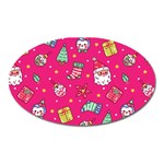 cute pink christmas pattern Oval Magnet