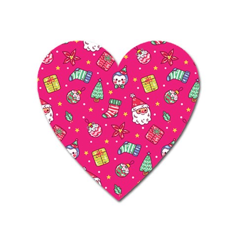 cute pink christmas pattern Heart Magnet from ArtsNow.com Front