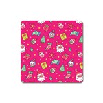 cute pink christmas pattern Square Magnet