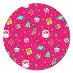 cute pink christmas pattern Magnet 5  (Round)