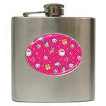 cute pink christmas pattern Hip Flask (6 oz)