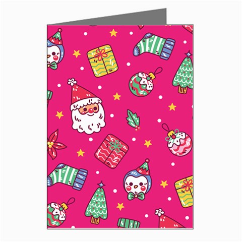 cute pink christmas pattern Greeting Card from ArtsNow.com Left