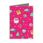 cute pink christmas pattern Mini Greeting Card