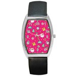 cute pink christmas pattern Barrel Style Metal Watch