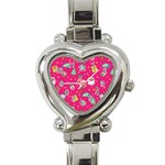 cute pink christmas pattern Heart Italian Charm Watch