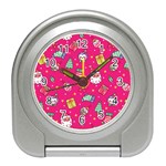 cute pink christmas pattern Travel Alarm Clock