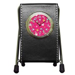 cute pink christmas pattern Pen Holder Desk Clock