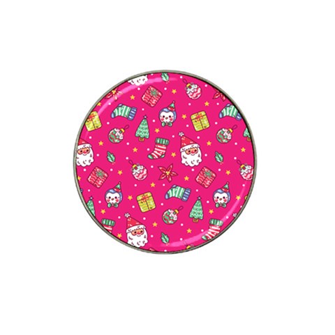 cute pink christmas pattern Hat Clip Ball Marker from ArtsNow.com Front