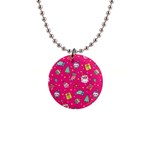 cute pink christmas pattern 1  Button Necklace