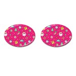 cute pink christmas pattern Cufflinks (Oval)