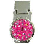 cute pink christmas pattern Money Clip Watches