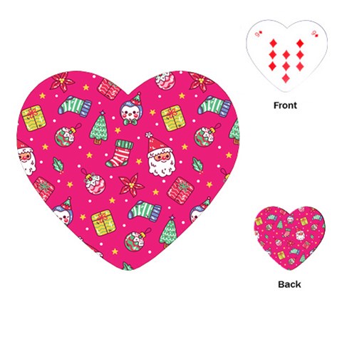 cute pink christmas pattern Playing Cards Single Design (Heart) from ArtsNow.com Front