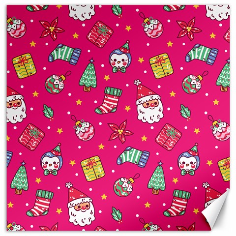 cute pink christmas pattern Canvas 12  x 12  from ArtsNow.com 11.4 x11.56  Canvas - 1