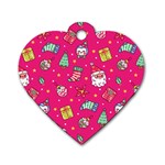 cute pink christmas pattern Dog Tag Heart (One Side)