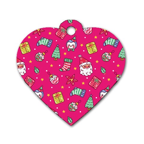 cute pink christmas pattern Dog Tag Heart (Two Sides) from ArtsNow.com Front