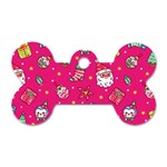 cute pink christmas pattern Dog Tag Bone (One Side)