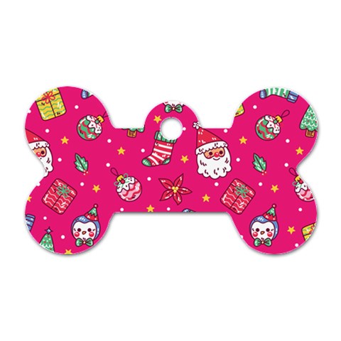 cute pink christmas pattern Dog Tag Bone (Two Sides) from ArtsNow.com Front