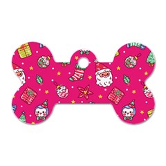 cute pink christmas pattern Dog Tag Bone (Two Sides) from ArtsNow.com Back