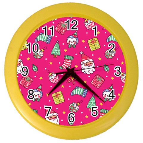 cute pink christmas pattern Color Wall Clock from ArtsNow.com Front