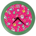 cute pink christmas pattern Color Wall Clock