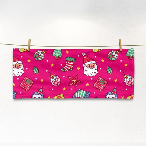 cute pink christmas pattern Hand Towel from ArtsNow.com Front