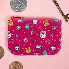 cute pink christmas pattern Mini Coin Purse from ArtsNow.com Front