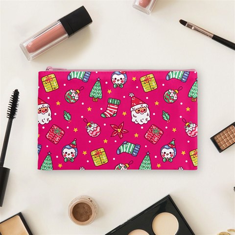 cute pink christmas pattern Cosmetic Bag (Medium) from ArtsNow.com Front