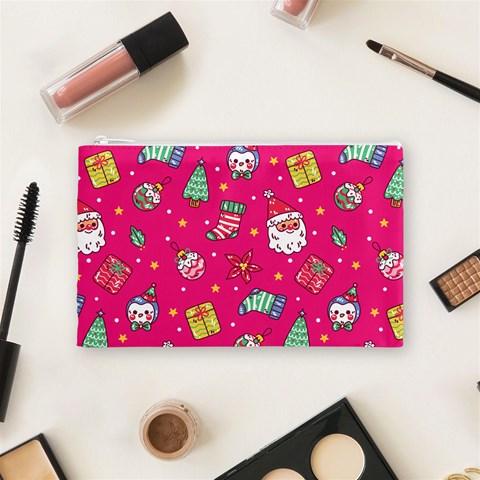 cute pink christmas pattern Cosmetic Bag (Medium) from ArtsNow.com Front