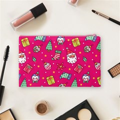 cute pink christmas pattern Cosmetic Bag (Medium) from ArtsNow.com Back