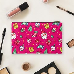 cute pink christmas pattern Cosmetic Bag (Medium) from ArtsNow.com Back