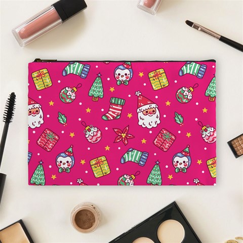 cute pink christmas pattern Cosmetic Bag (Large) from ArtsNow.com Front