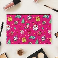 cute pink christmas pattern Cosmetic Bag (Large) from ArtsNow.com Back