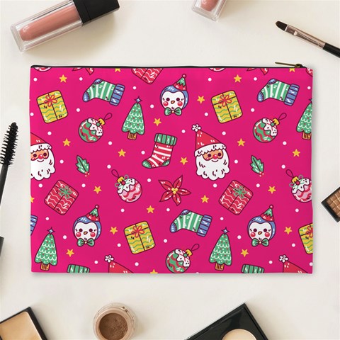 cute pink christmas pattern Cosmetic Bag (XL) from ArtsNow.com Back