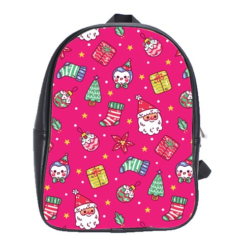 cute pink christmas pattern School Bag (Large) from ArtsNow.com Front